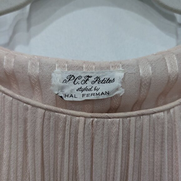 Vintage 1970s 70s P.C.F. Petites Hal Ferman Dress XS Light Pink - Picture 2 of 5